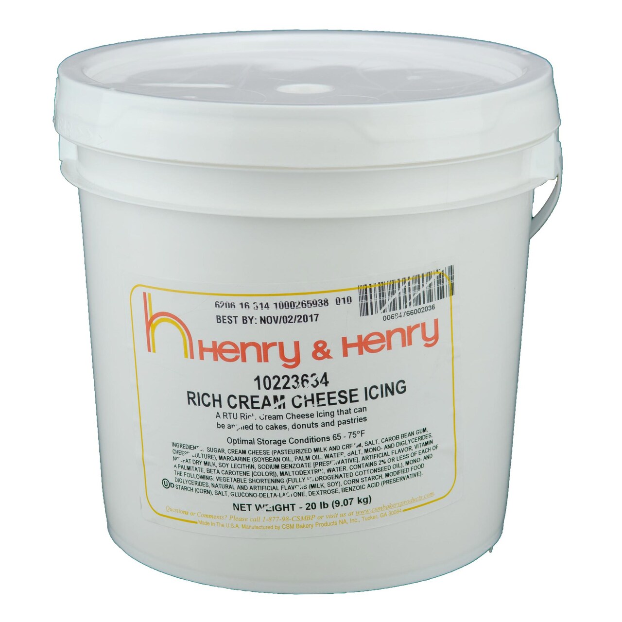 Henry and Henry Rich Cream Cheese Icing Ready to Use 20 Pound